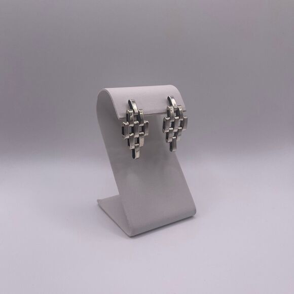 Teocalli Made in Mexico Sterling Silver Watch Link Splicing Statement Earrings - Picture 1 of 11